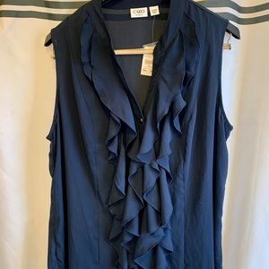 Navy blue sleeveless blouse
